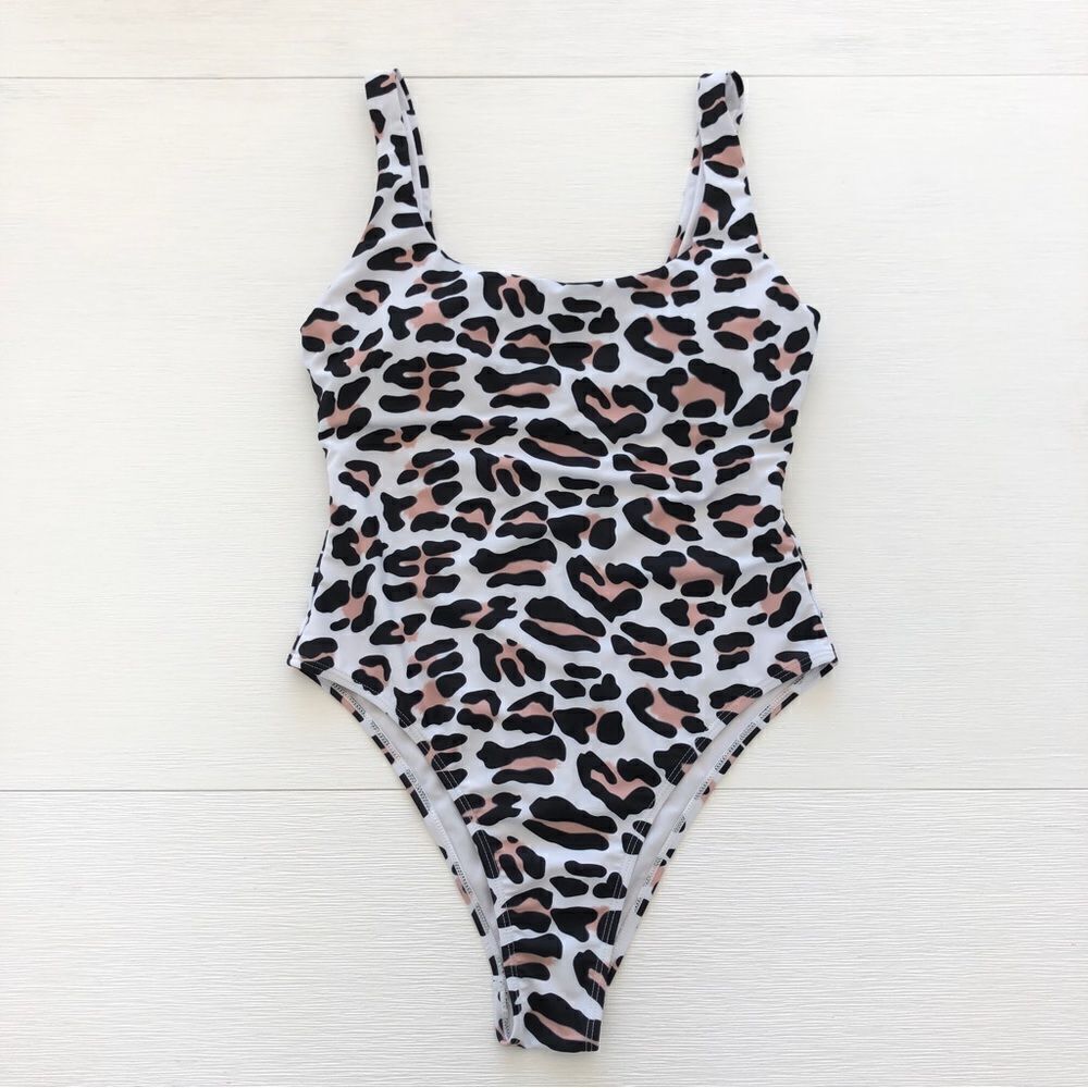 Shein Leopard Cheeky Tank One Piece Swimsuit With Bra Pads Medium